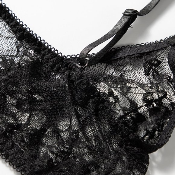 Black Feels Good Being Bad 3 Piece Bralette Lingerie Set Bra panties gloves goth - Picture 14 of 16